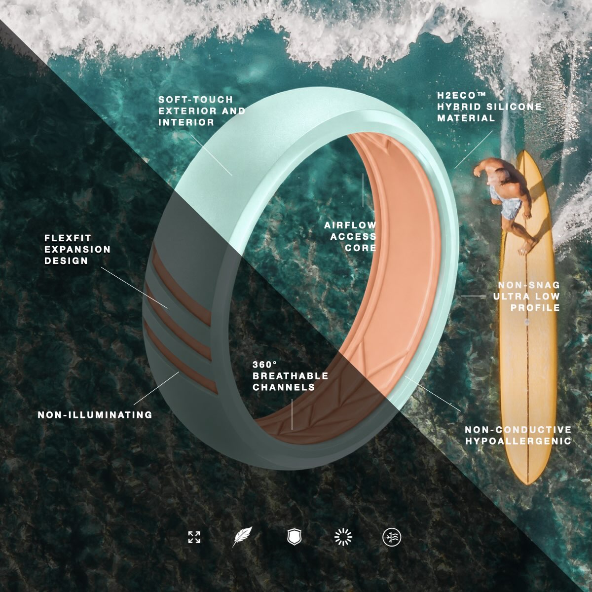 Live Ring® | Reef Break [⚫︎ Non‑Glow]